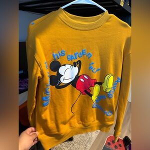 Disney Mickey Mouse Mustard Crewneck Sweater